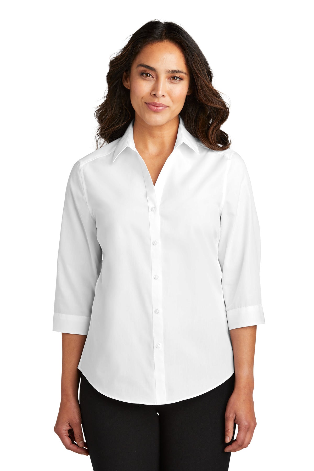 Port Authority Women's 3/4-Sleeve Carefree Poplin Shirt. LW102