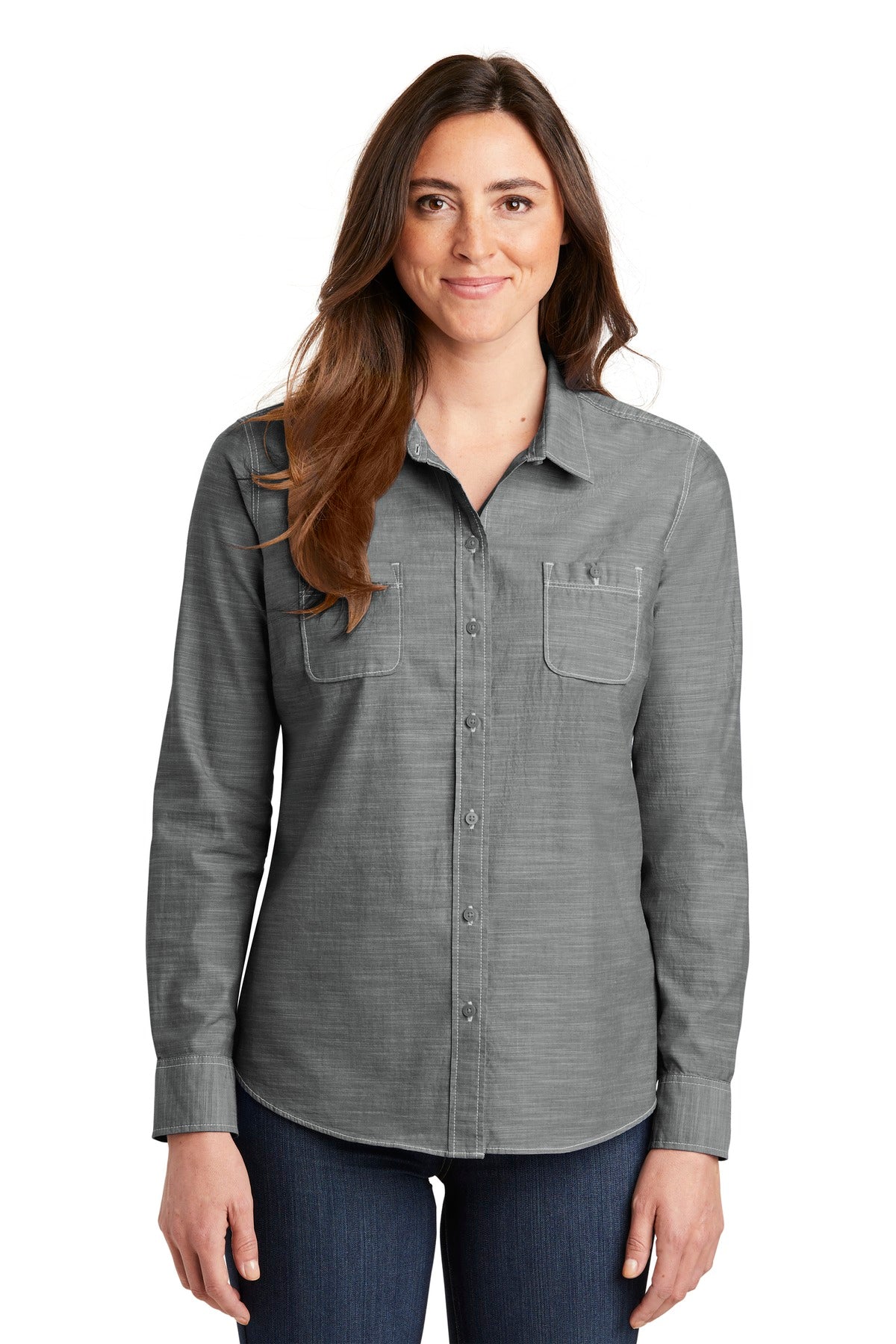 Port Authority Women's Slub Chambray Shirt. LW380