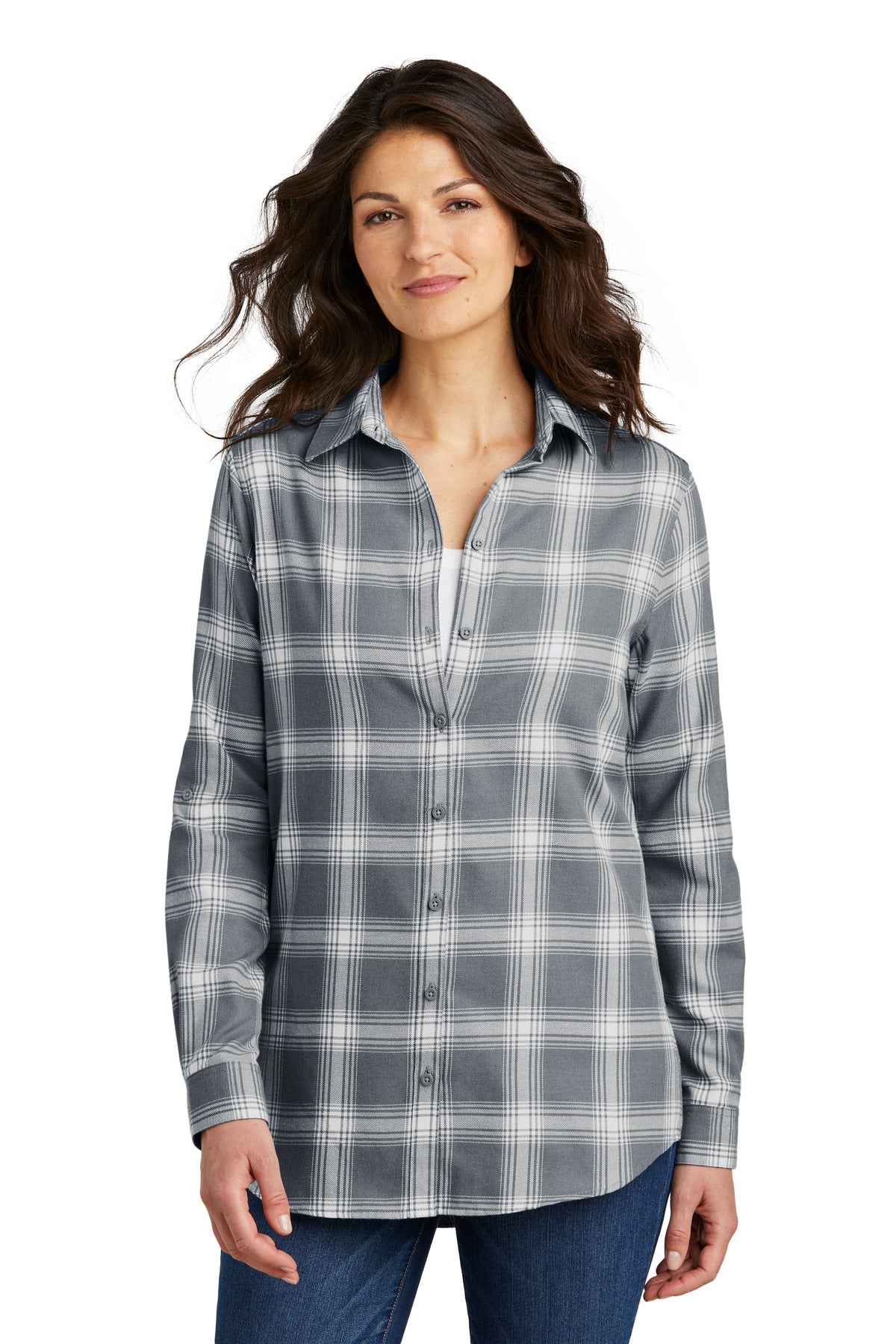 Port Authority Women's Plaid Flannel Tunic . LW668