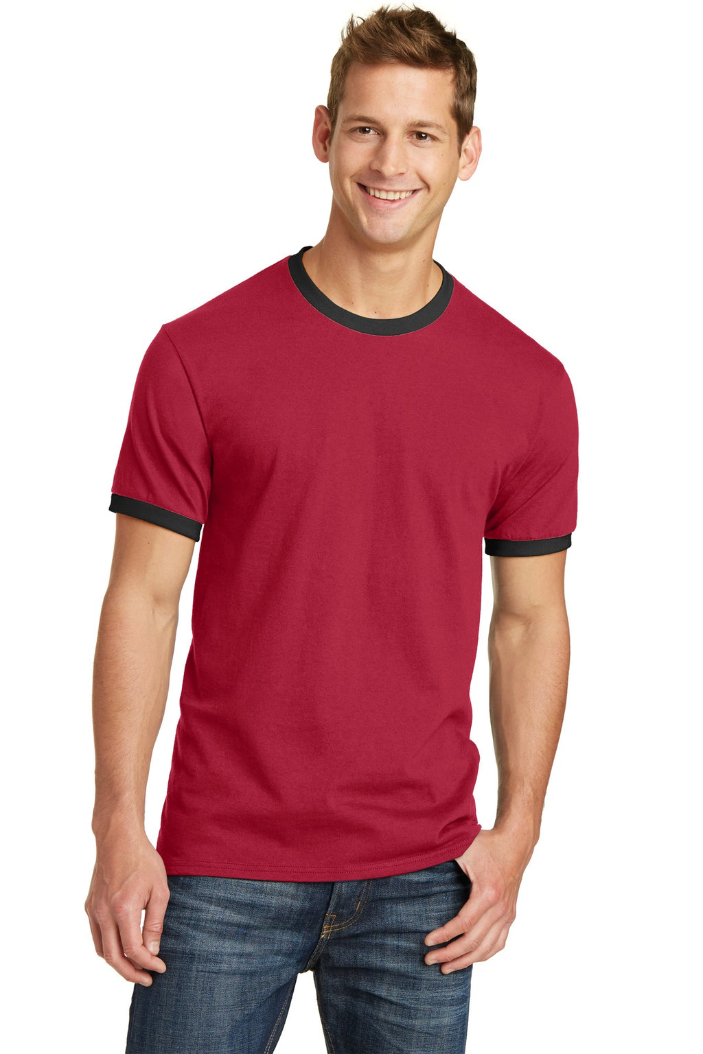 Port & Company Core Cotton Ringer Tee.  PC54R