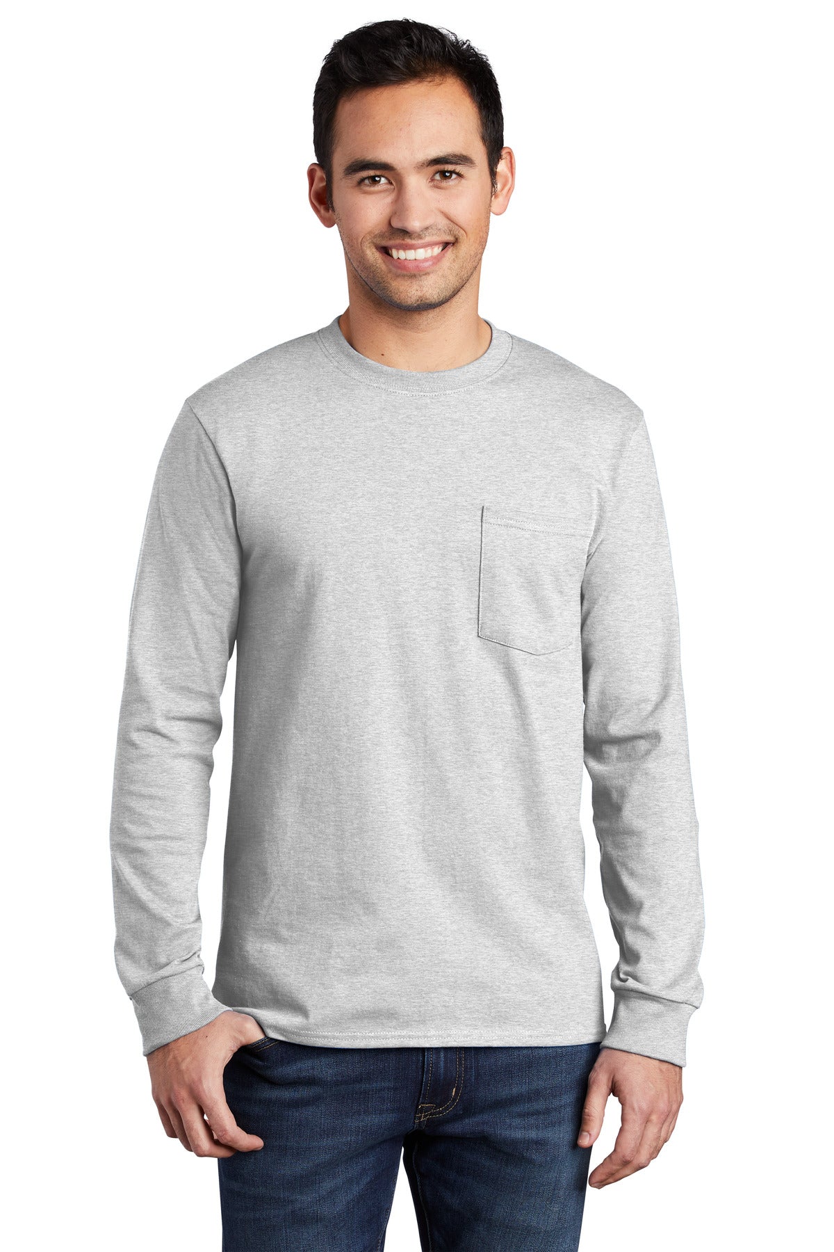 Port & Company Tall Long Sleeve Essential Pocket Tee. PC61LSPT