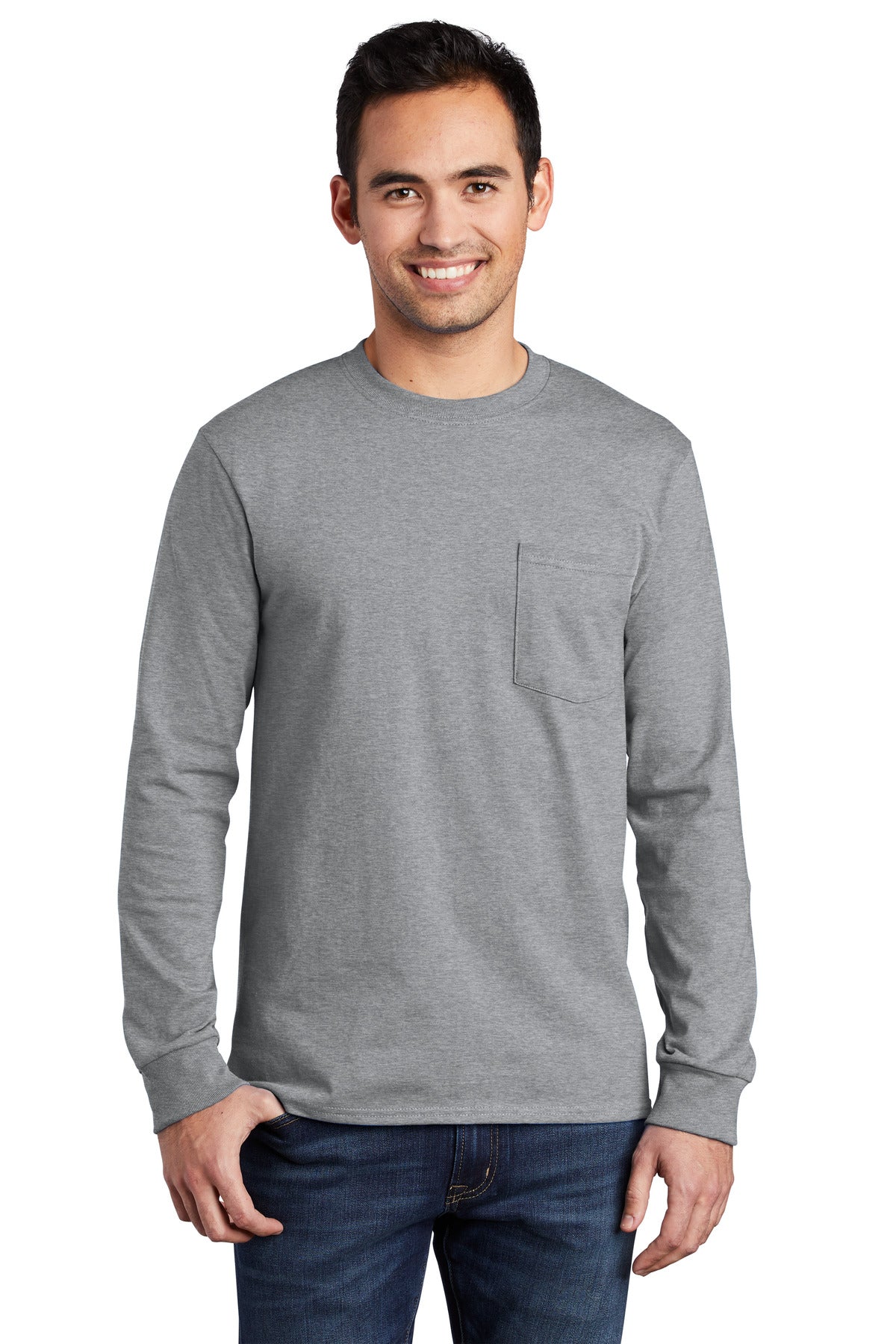 Port & Company Tall Long Sleeve Essential Pocket Tee. PC61LSPT