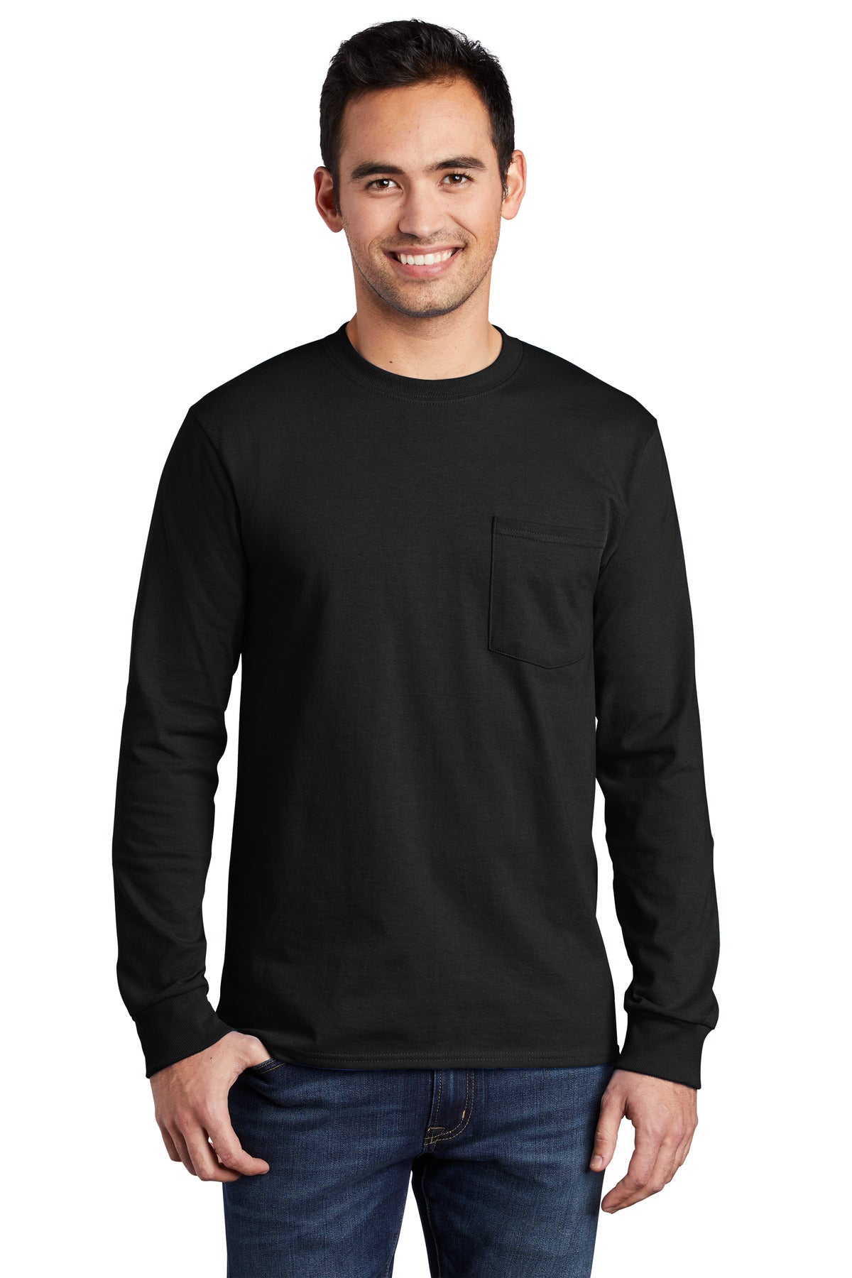 Port & Company Tall Long Sleeve Essential Pocket Tee. PC61LSPT