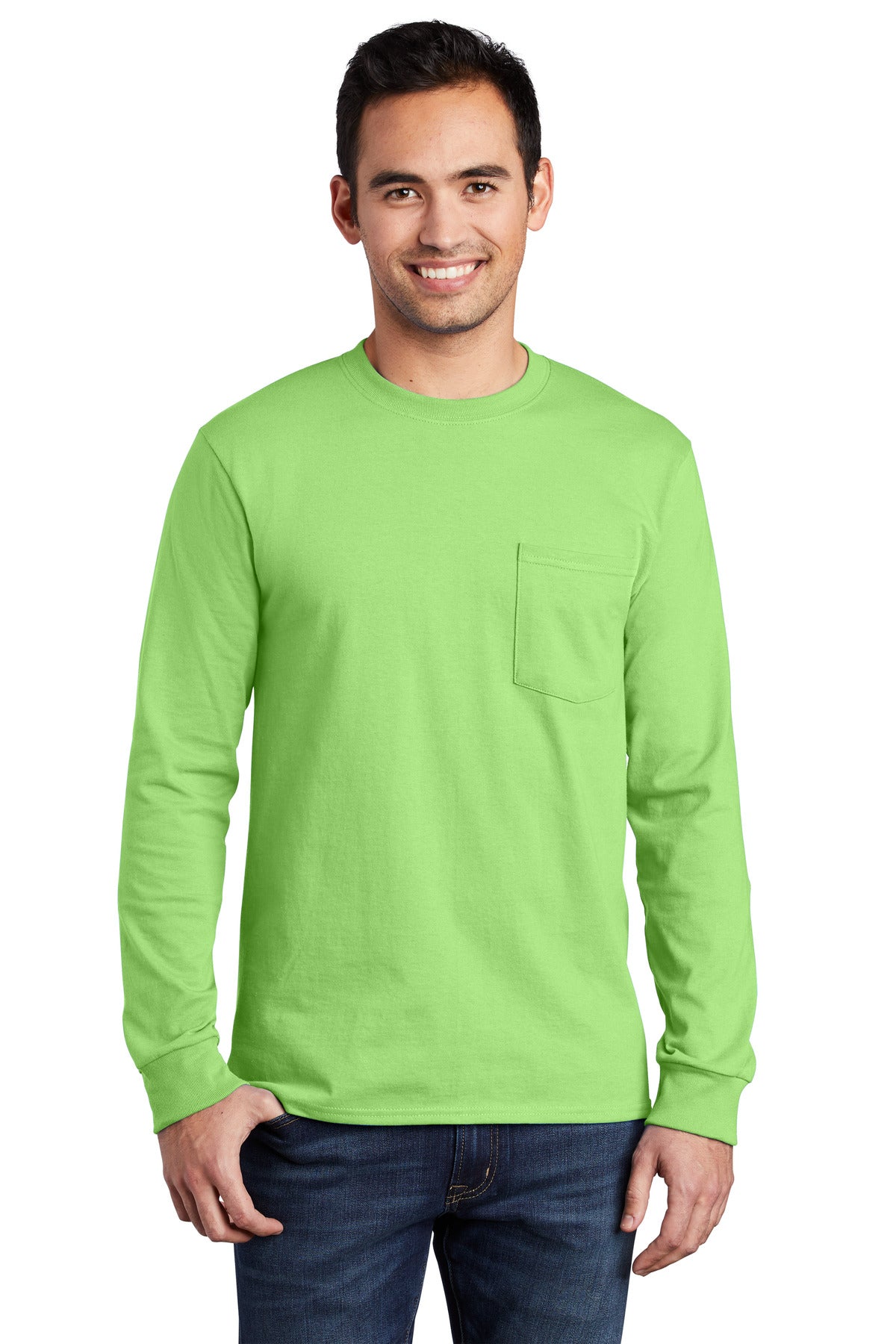 Port & Company Tall Long Sleeve Essential Pocket Tee. PC61LSPT