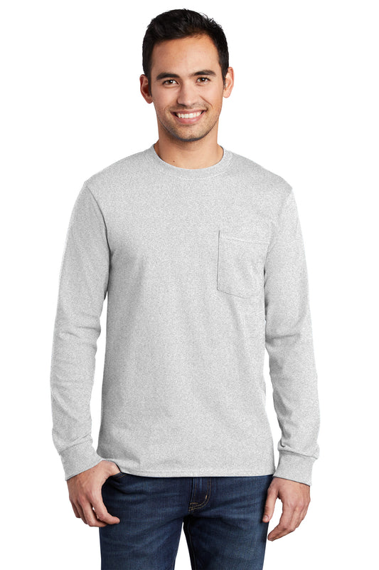 Port & Company - Long Sleeve Essential Pocket Tee.  PC61LSP