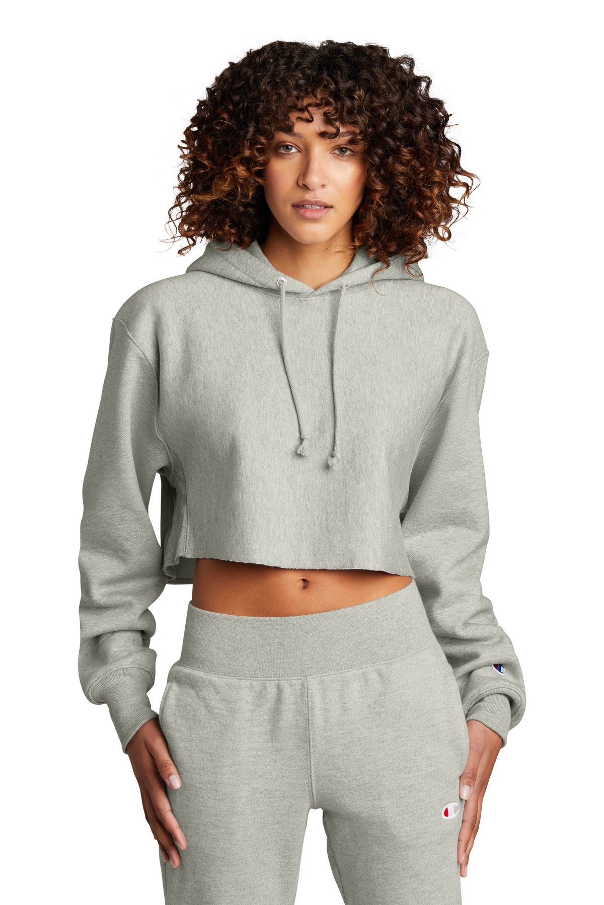 Champion   Women's Reverse Weave   Cropped Cut-Off Hooded Sweatshirt RW01W