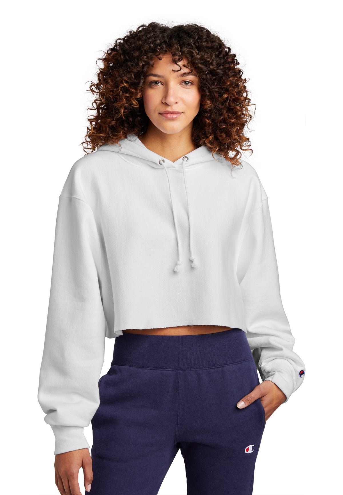 Champion   Women's Reverse Weave   Cropped Cut-Off Hooded Sweatshirt RW01W