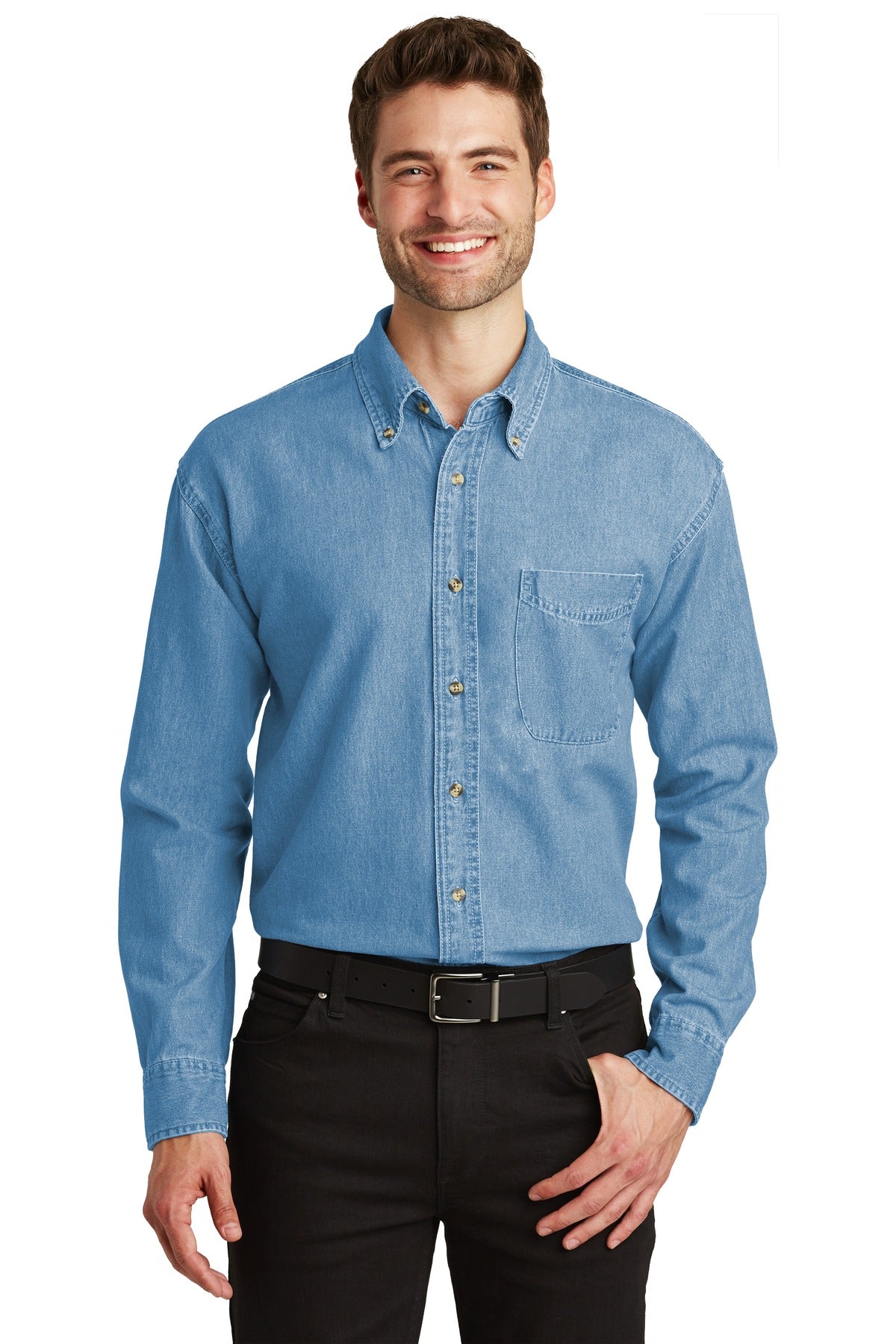 Port Authority Tall Long Sleeve Denim Shirt. TLS600